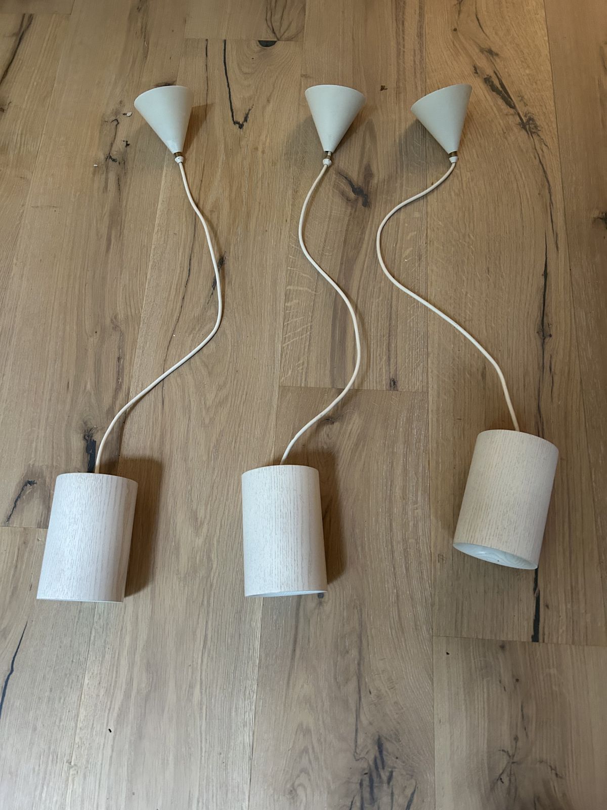 Set Of Terence Woodgate Pendant Wood Lights photo furniture