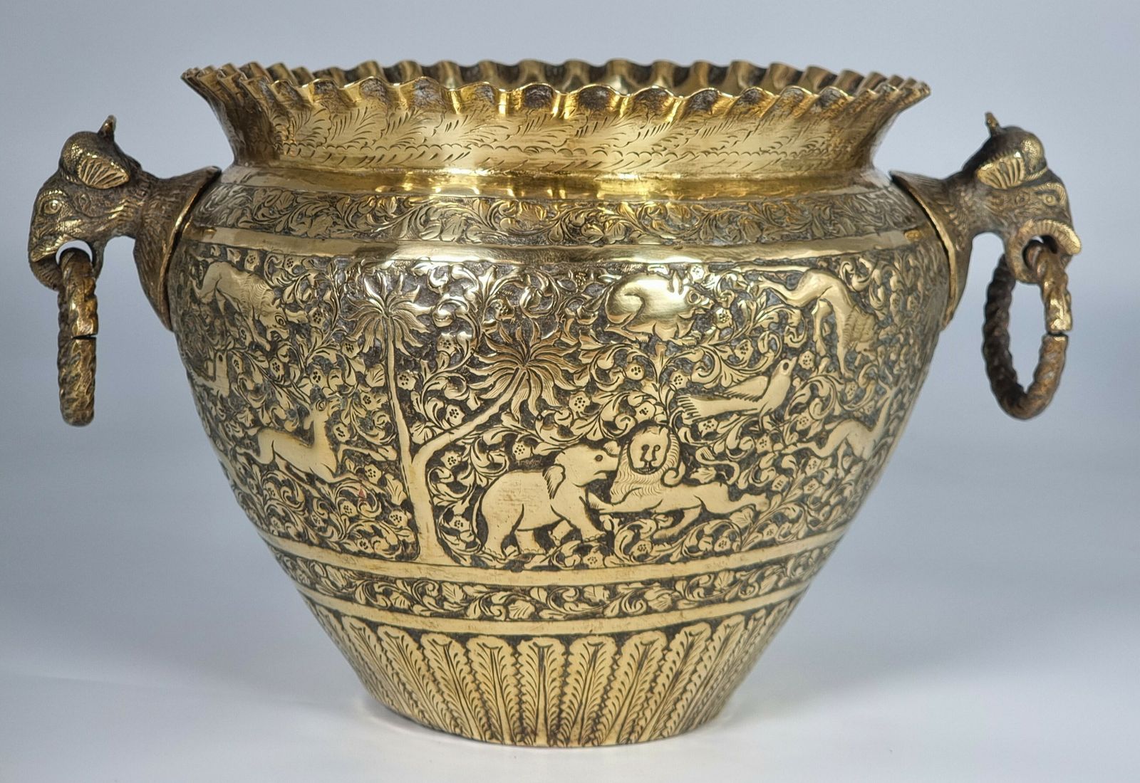 19th Century Indian Raj Period Brass Jardiniere Or Planter Circa 1880