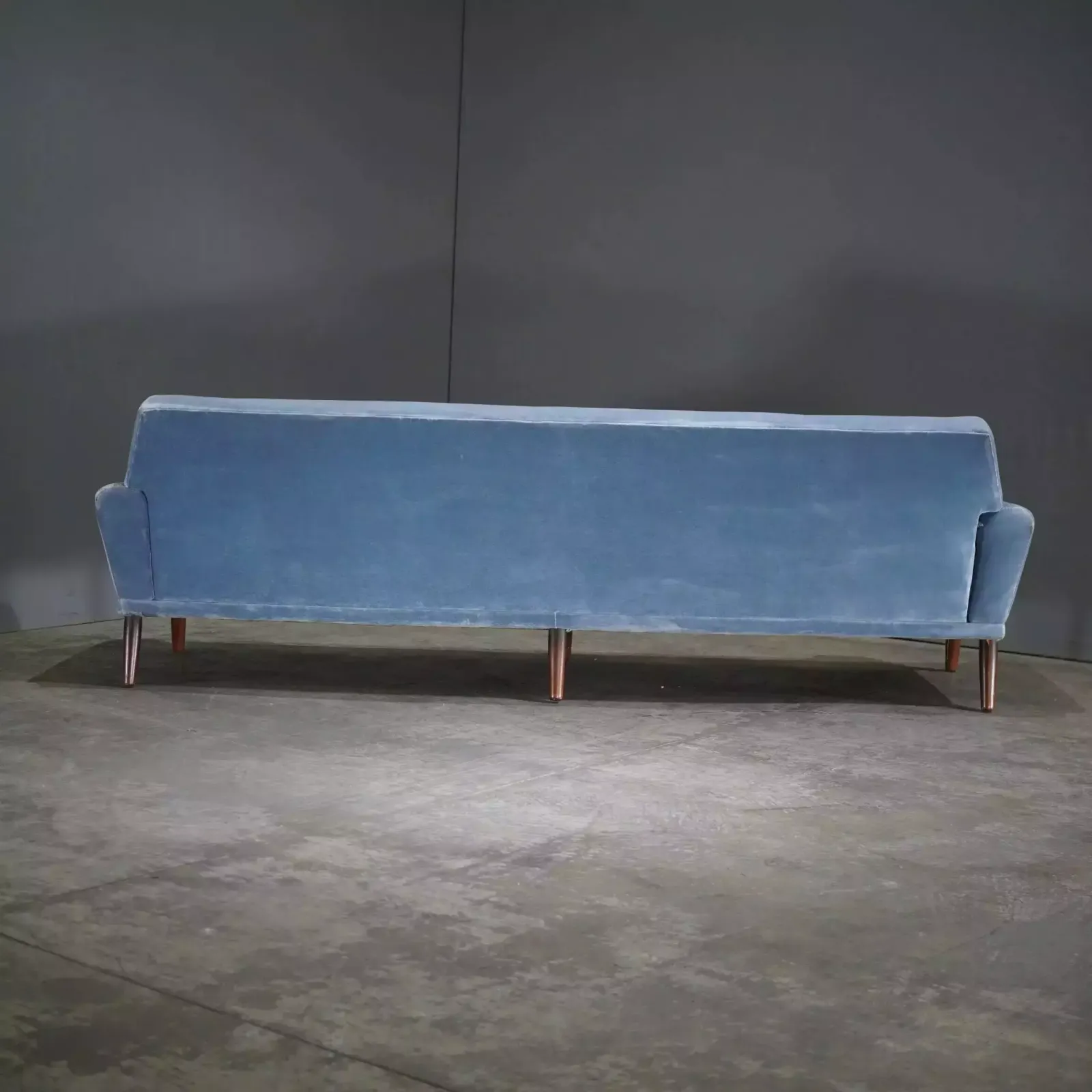 Bramin Møbler Four Seater Sofa In Blue Velvet By N.A. Jørgensens photo buy