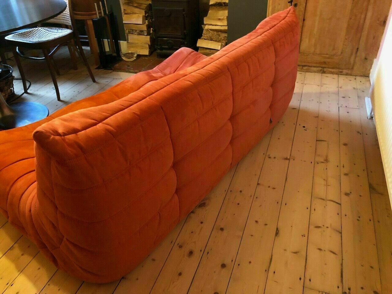 Ligne Roset By Michel Ducaroy Togo Orange Sofa And Footstool, 3 Seater photo furniture