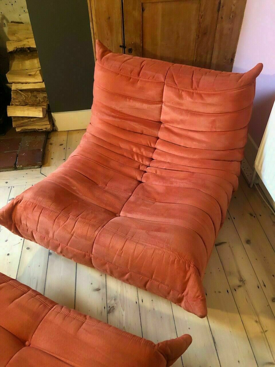 Ligne Roset By Michel Ducaroy Togo Orange Sofa And Footstool, 3 Seater photo buy