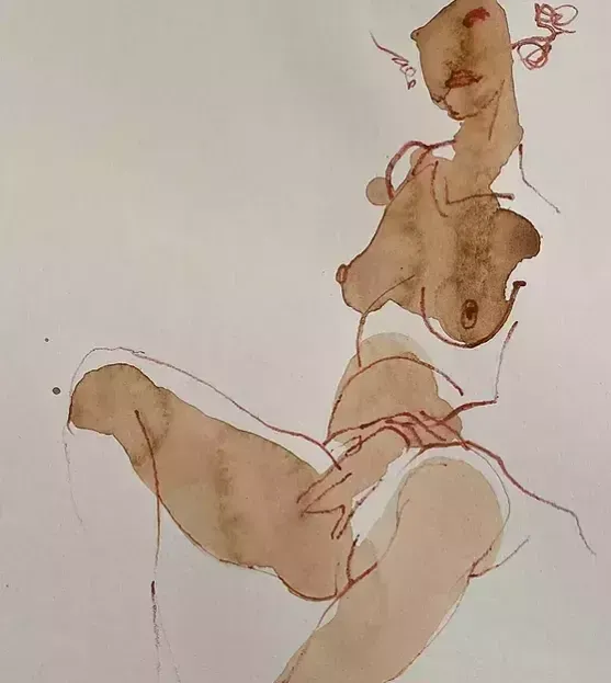 Serhiy Reznichenko, Watercolor Nude Sketch, 21st Century photo furniture