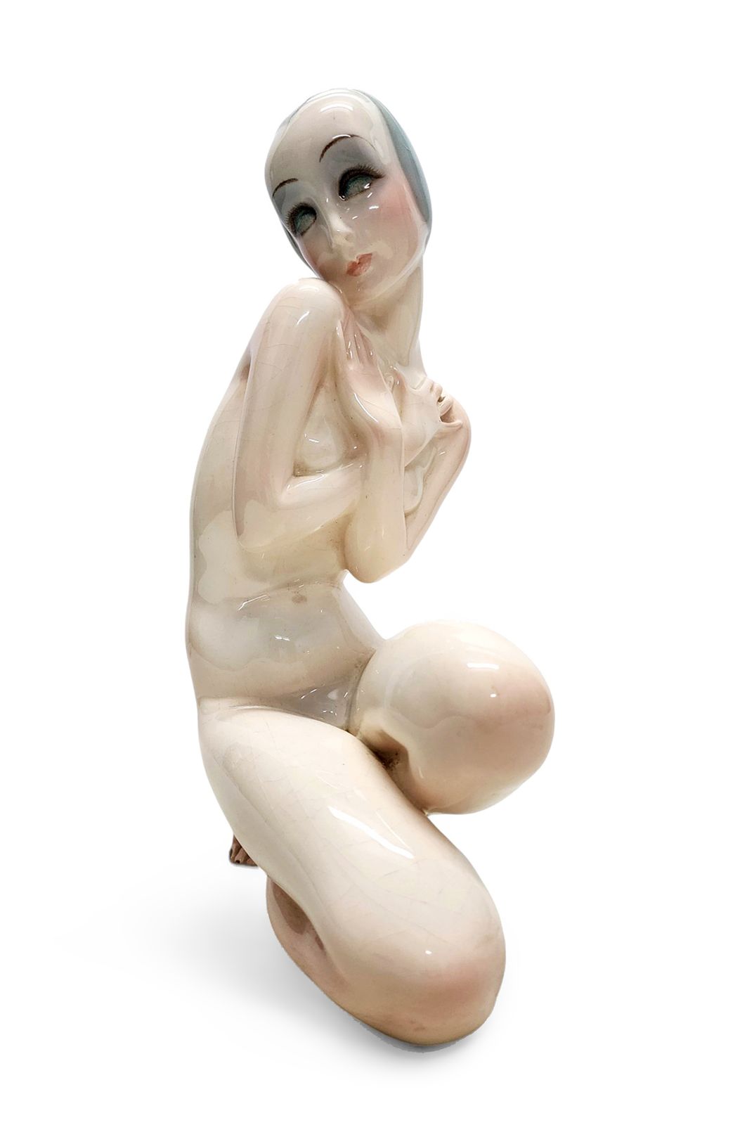 Torino Painted And Glazed Ceramic Woman Figurine 'Verginità' By Sandro Vaccetti For The Firm Essevi, Italy