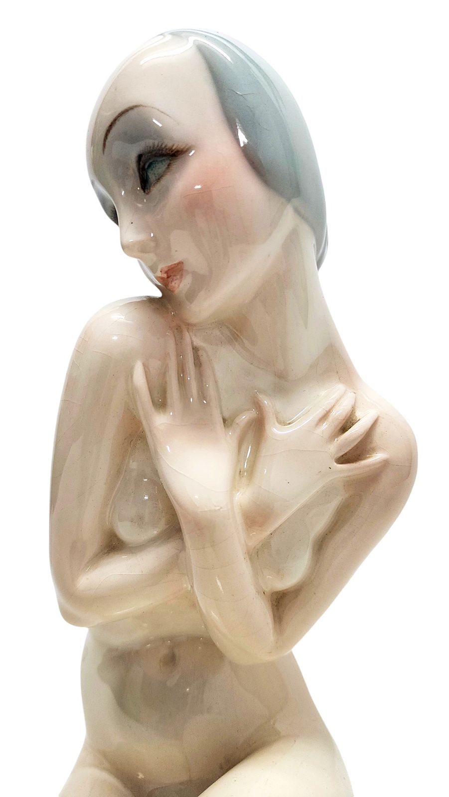 Torino Painted And Glazed Ceramic Woman Figurine 'Verginità' By Sandro Vaccetti For The Firm Essevi, Italy photo vinterior