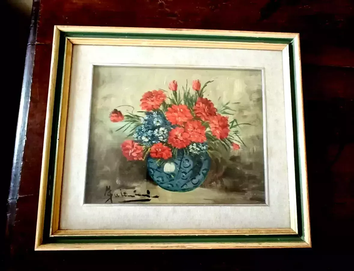 Oil Painting On Board Flowers Mauro Salimbeni (Milan 1874 1942 Turin)