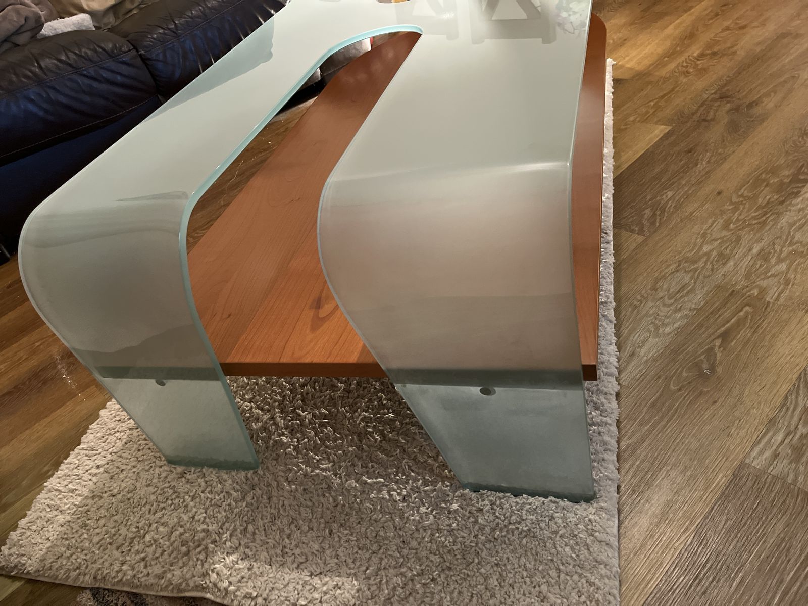 Fortuna Arte Italian Frosted Glass Waterfall Coffee Table photo for sale