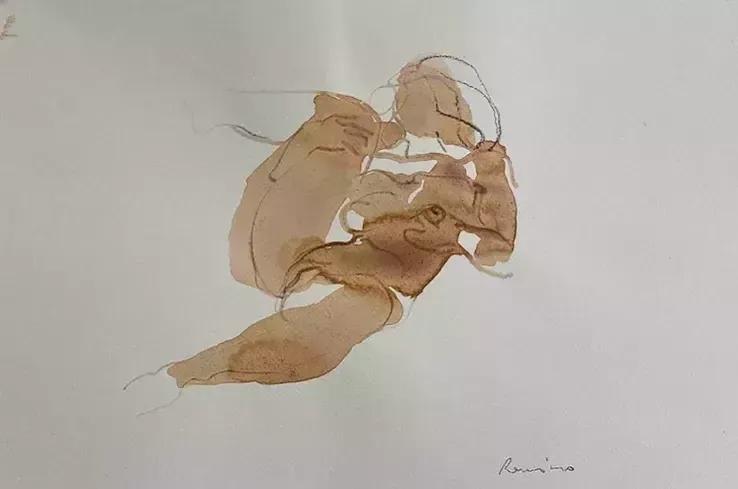 Serhiy Reznichenko, Watercolor Nude Sketch, 21st Century photo for sale