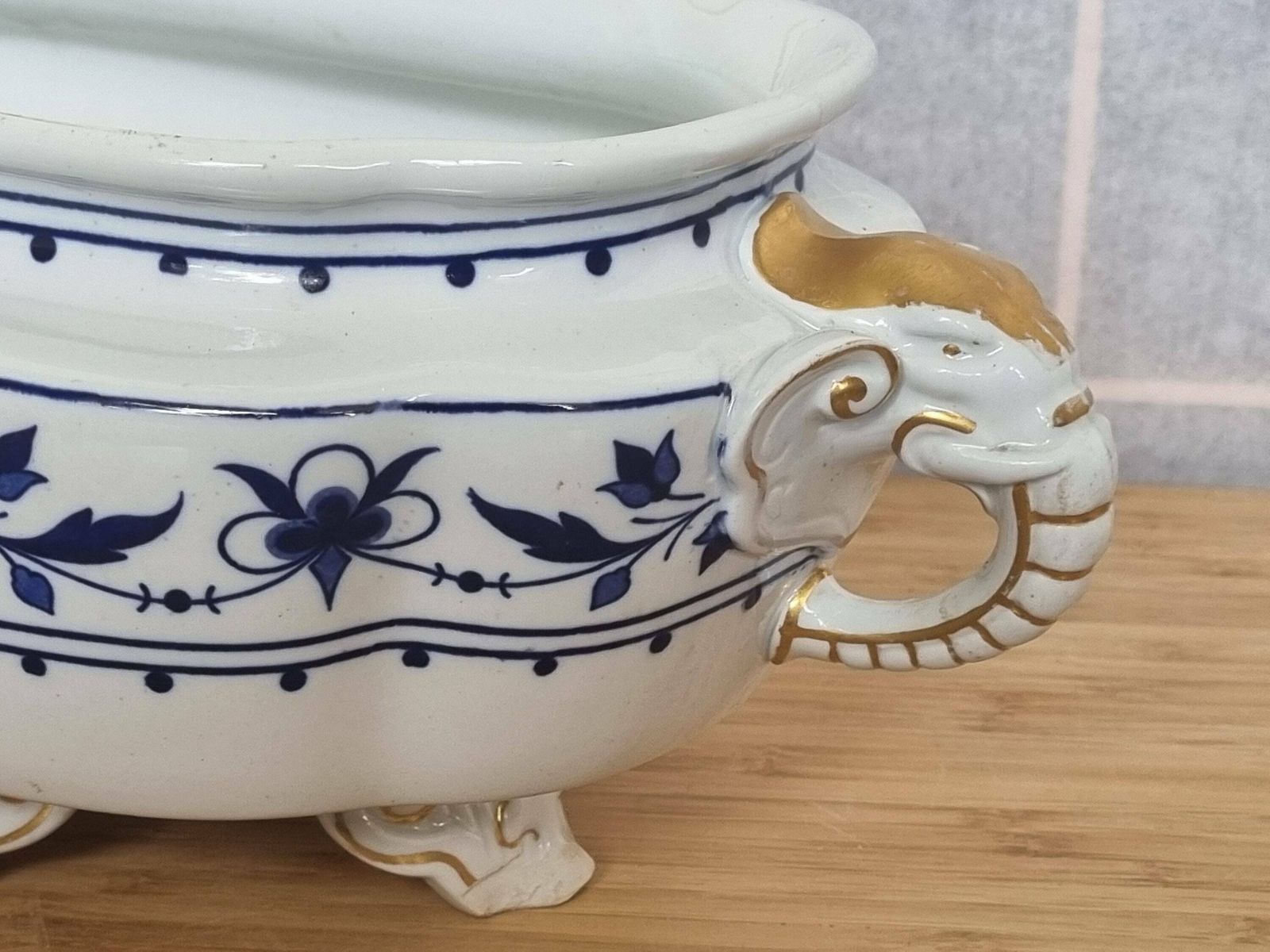 Royal Worcester Blue And White Transfer Printed Tureen, With Elephant Head Handles photo 190.0