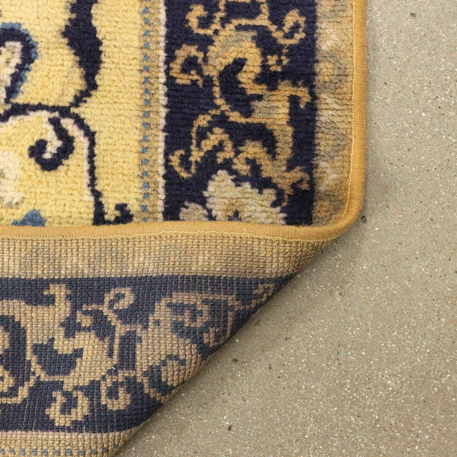 Antique Peking Carpet Cotton Wool Heavy Knot China 98 X 56 In photo vintage