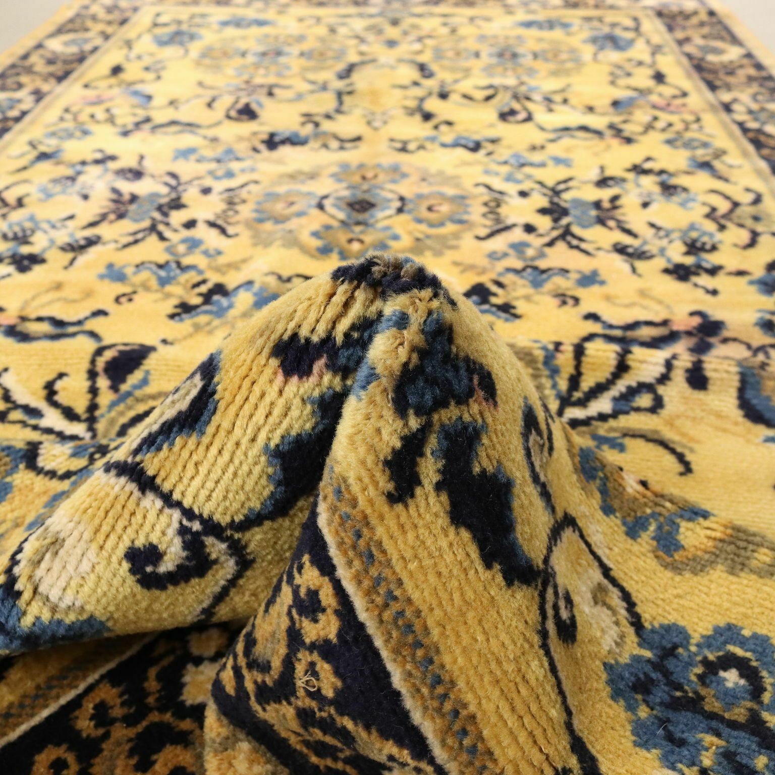 photo for sale Antique Peking Carpet Cotton Wool Heavy Knot China 98 X 56 In