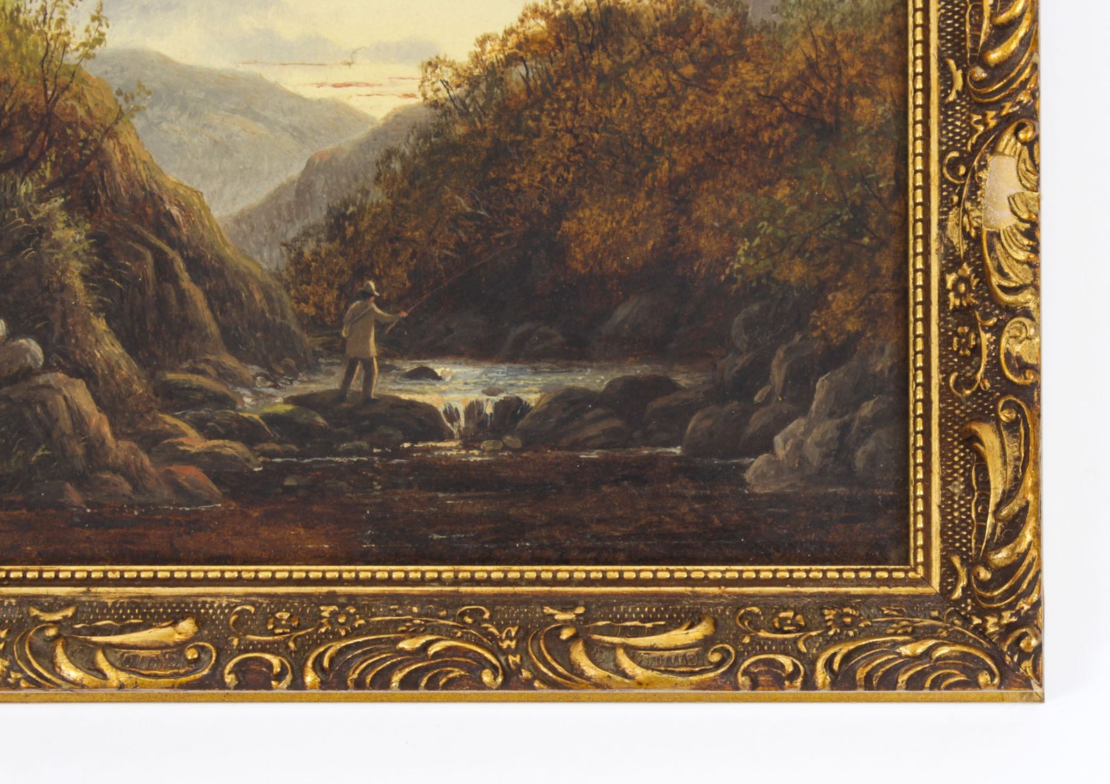 2100.0 Antique Set Of Six River Landscapes Paintngs 19th Century photo