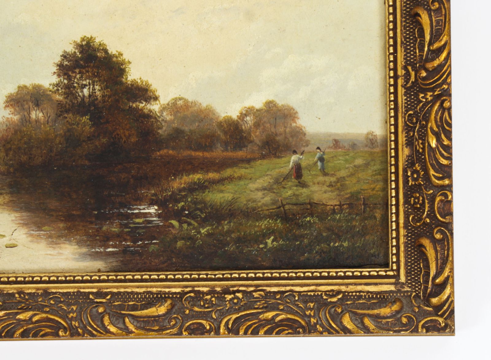 photo vintage Antique Set Of Six River Landscapes Paintngs 19th Century