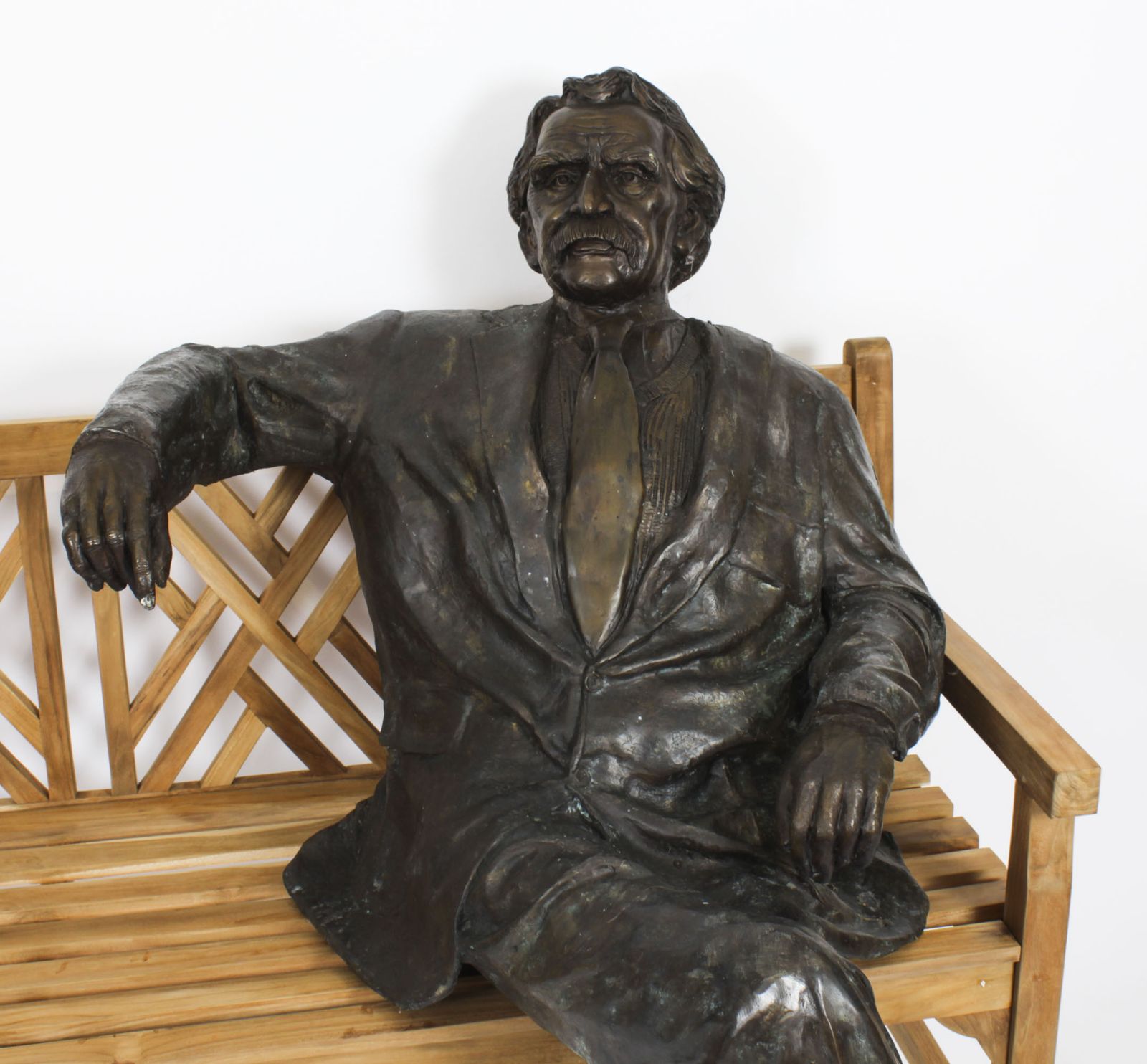 Vintage Life Size Bronze Of Albert Einstein On A Garden Bench 20th C photo 5250.0