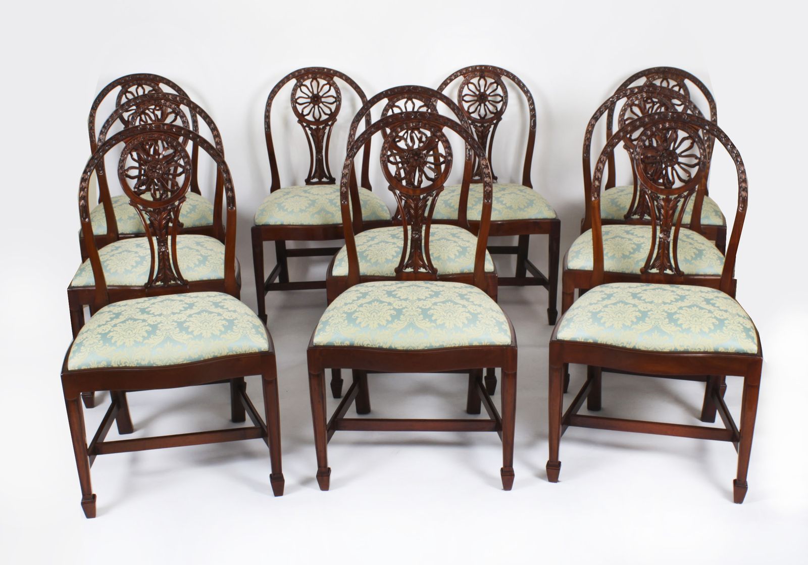 Set 10 English Mahogany Regency Dining Chairs Mid 20th Century