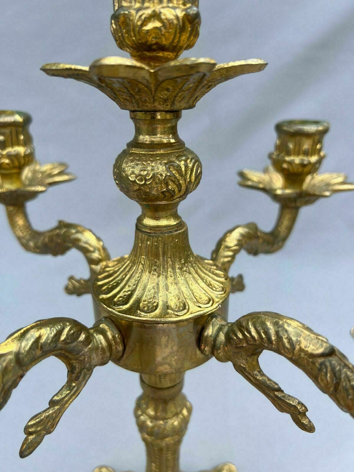 Stunning Five Arm French Vintage Brass Candelabra 2,2kg photo Home Decor
