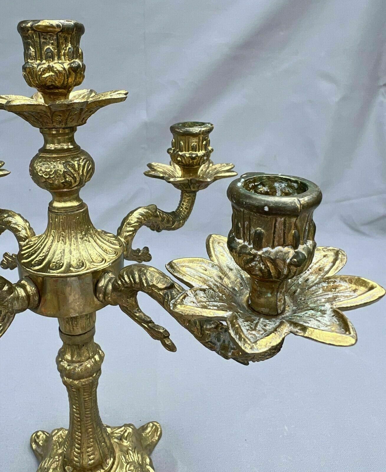 Stunning Five Arm French Vintage Brass Candelabra 2,2kg photo vinterior