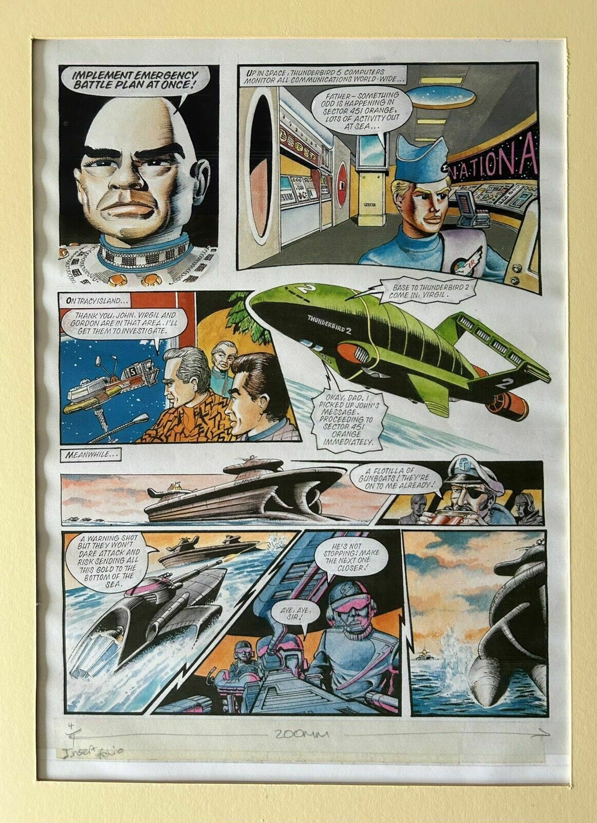 photo for sale Two Original Thunderbird Comic Watercolour Artwork Pages C.1993