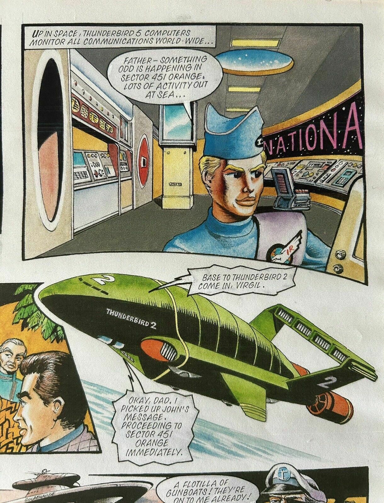 750.0 Two Original Thunderbird Comic Watercolour Artwork Pages C.1993 photo