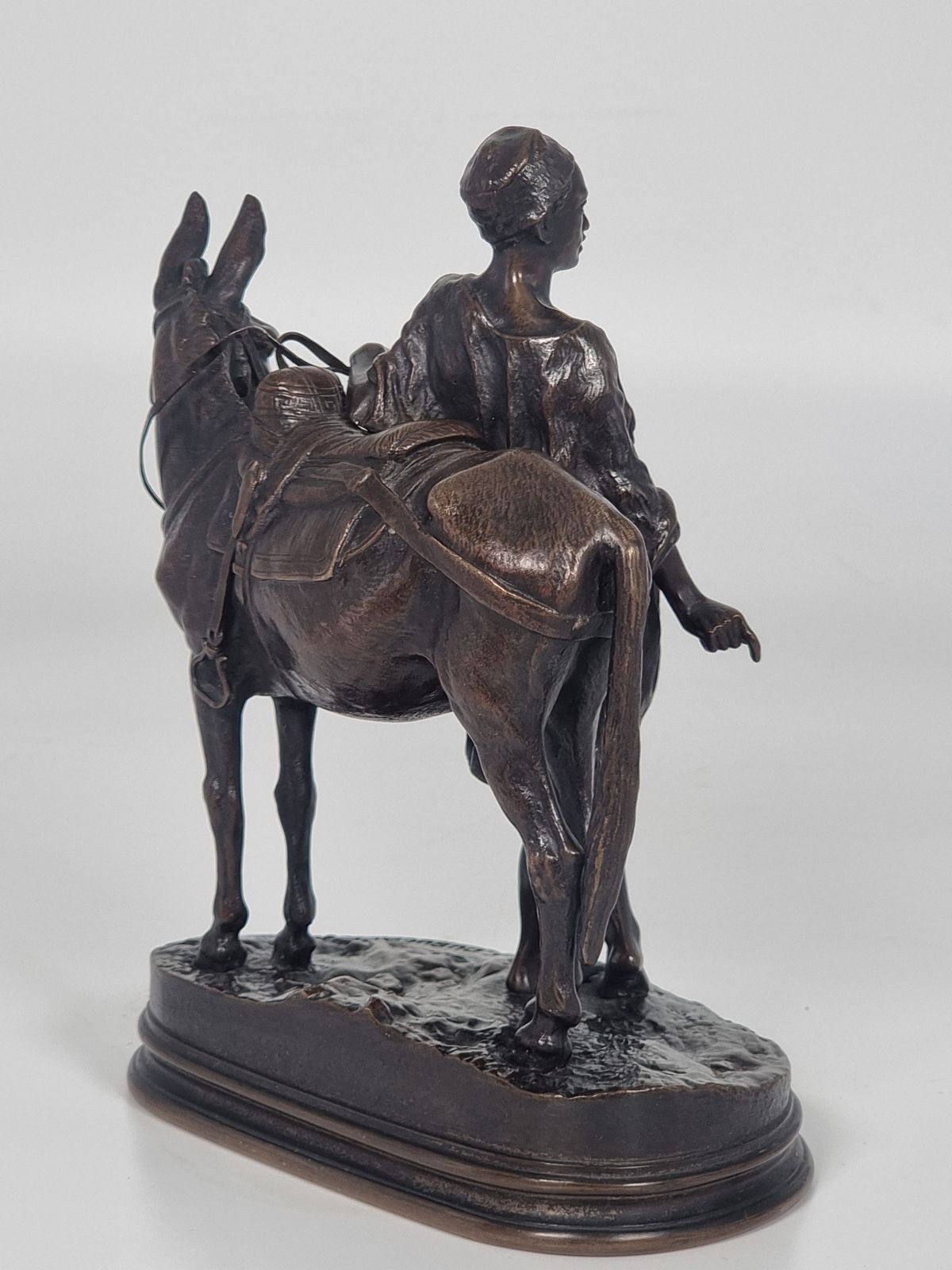 2150.0 19th Century French Bronze Sculpture Depicting A Boy With His Mule By A E Dubucand Circa 1870 photo