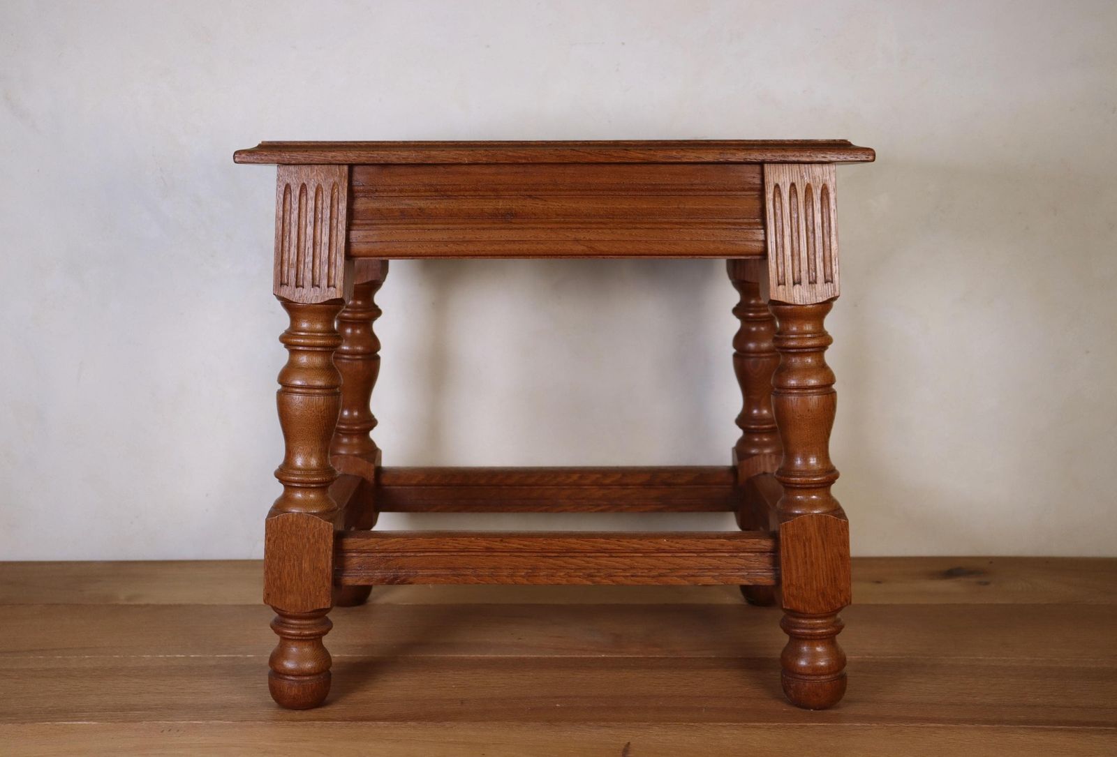Antique Style Solid Oak Joint Stool Bench 20th Century photo for sale