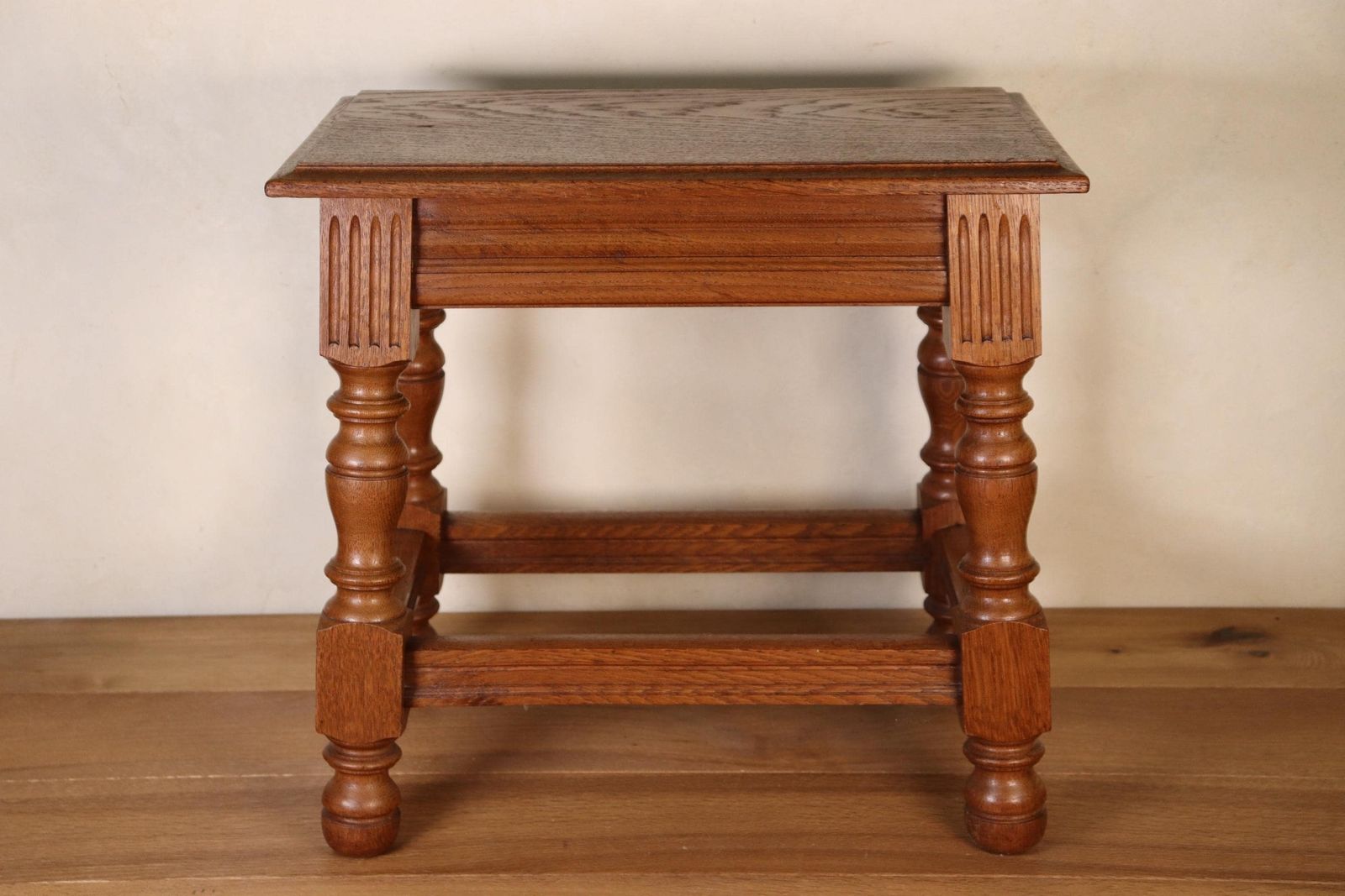 Antique Style Solid Oak Joint Stool Bench 20th Century photo 214.0