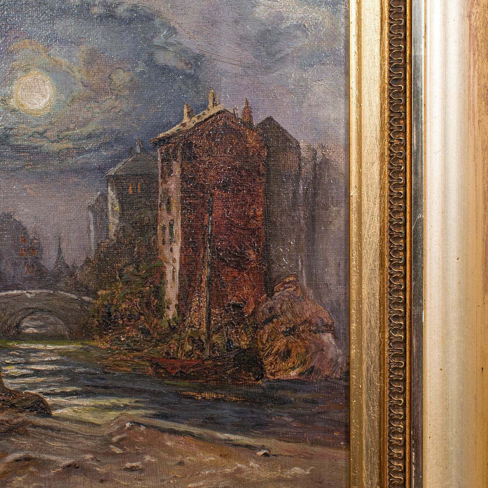 Small Antique Continental School Painting, Framed, Oil On Canvas, Art, C.1920 photo vinterior