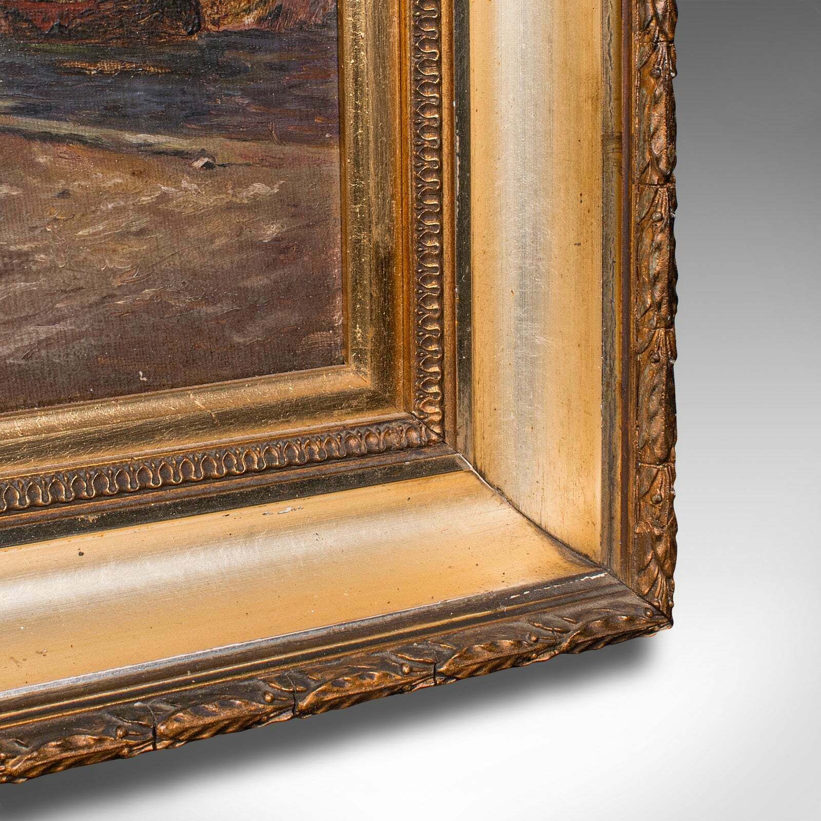 Small Antique Continental School Painting, Framed, Oil On Canvas, Art, C.1920 photo buy
