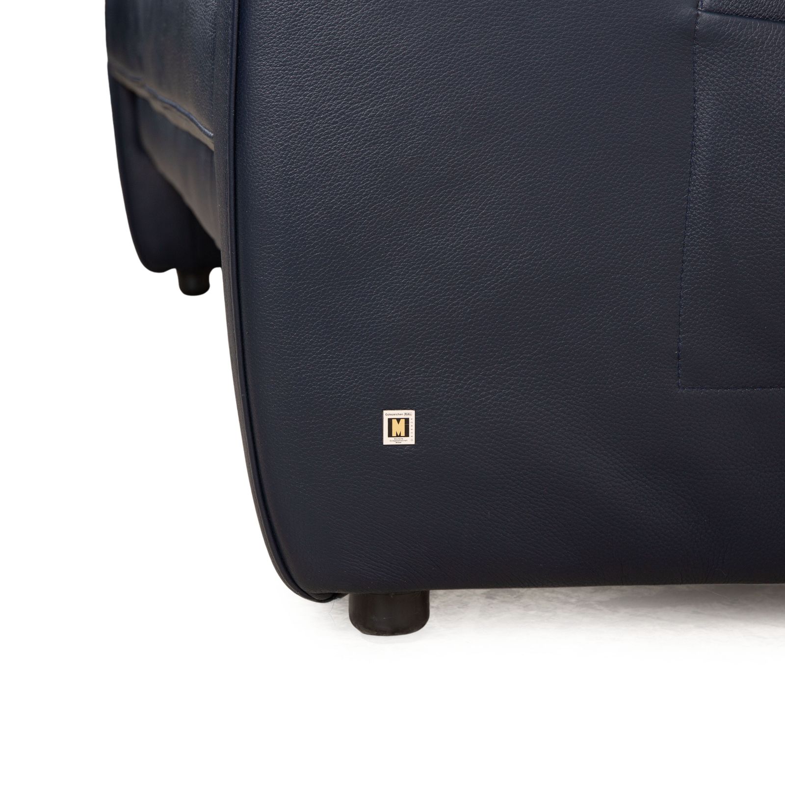 photo for sale Musterring Leather Three Seater Blue Black Sofa Manual Function