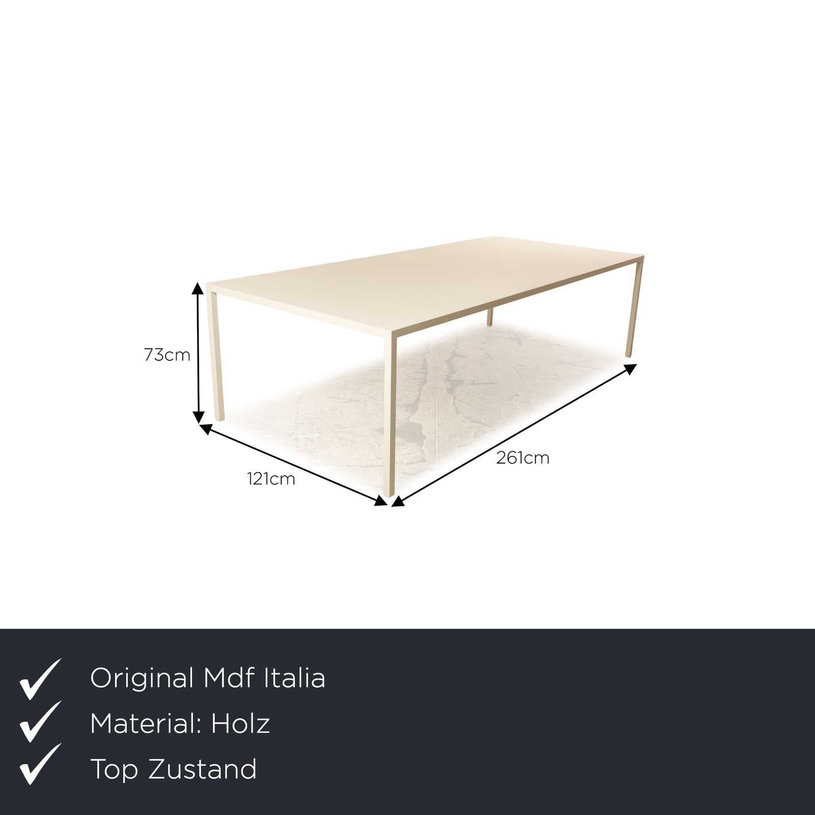 Mdf Italia Tense Wooden Dining Table White 261 X 121 X 73 Cm photo furniture
