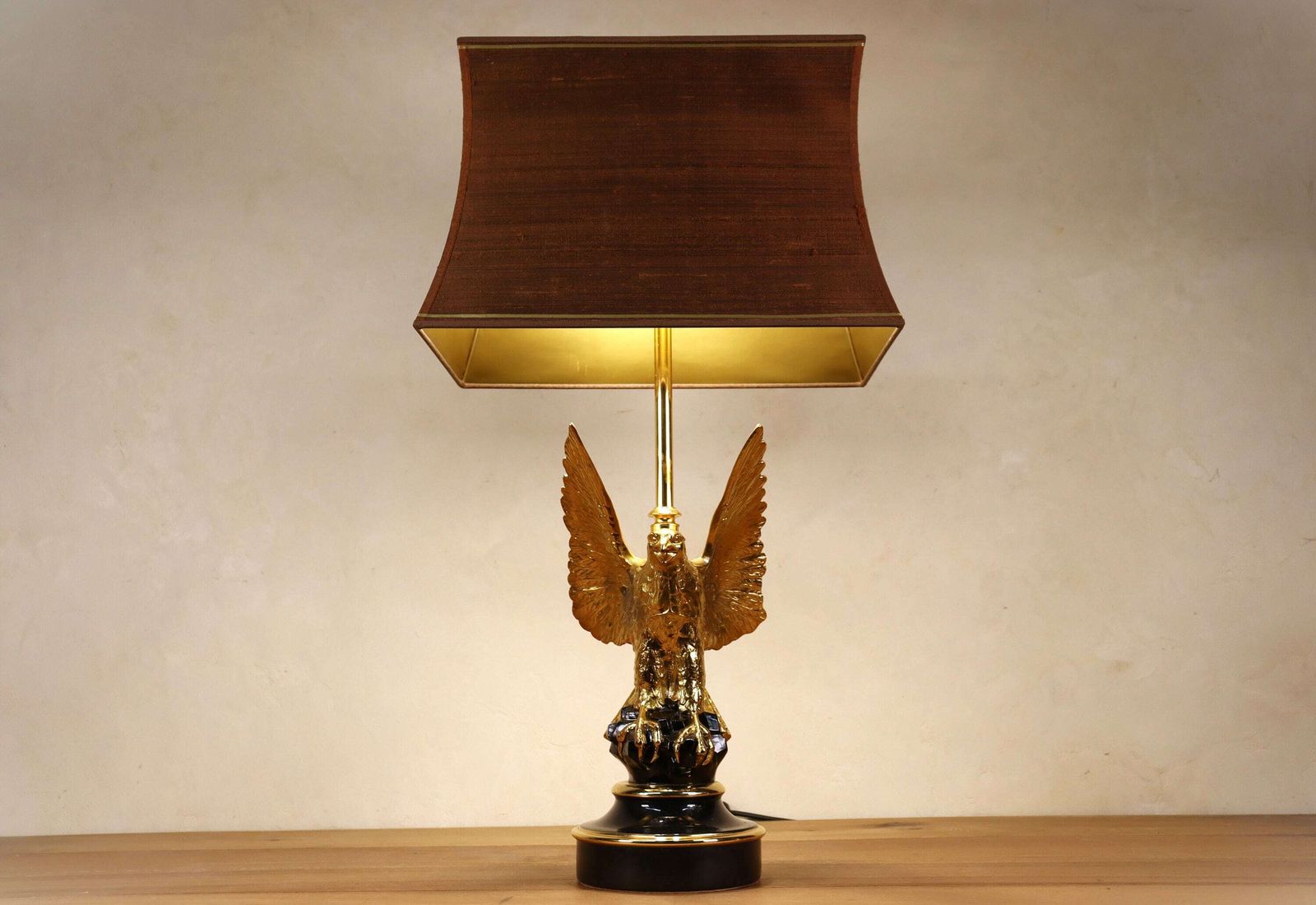 Hollywood Regency Federal Style Eagle Lamp By Deknudt , Belgium 1970's (St.186)