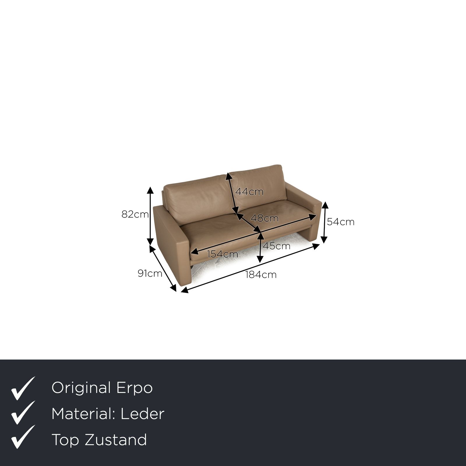 Canapé Erpo CL 100 en cuir crème 3 places photo furniture