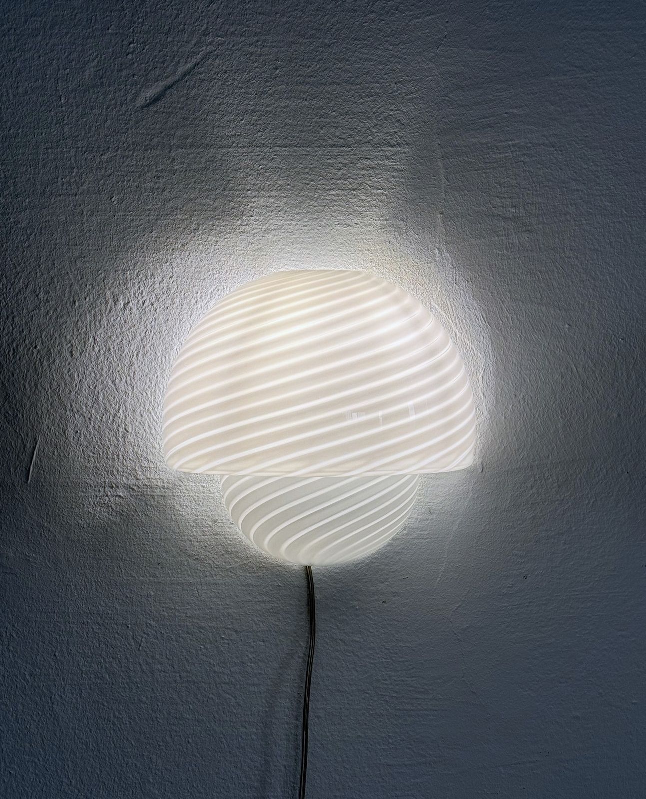 Italian Designer  Murano Swirl Glass Mushroom Wall Sconces, 1970s photo furniture