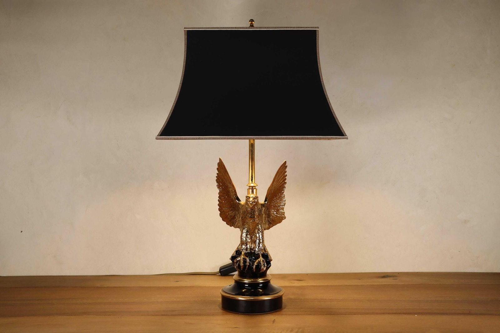 Hollywood Regency Federal Empire Style Brass Gilded Eagle Lamp By Deknudt , Belgium 1970's (St.200)