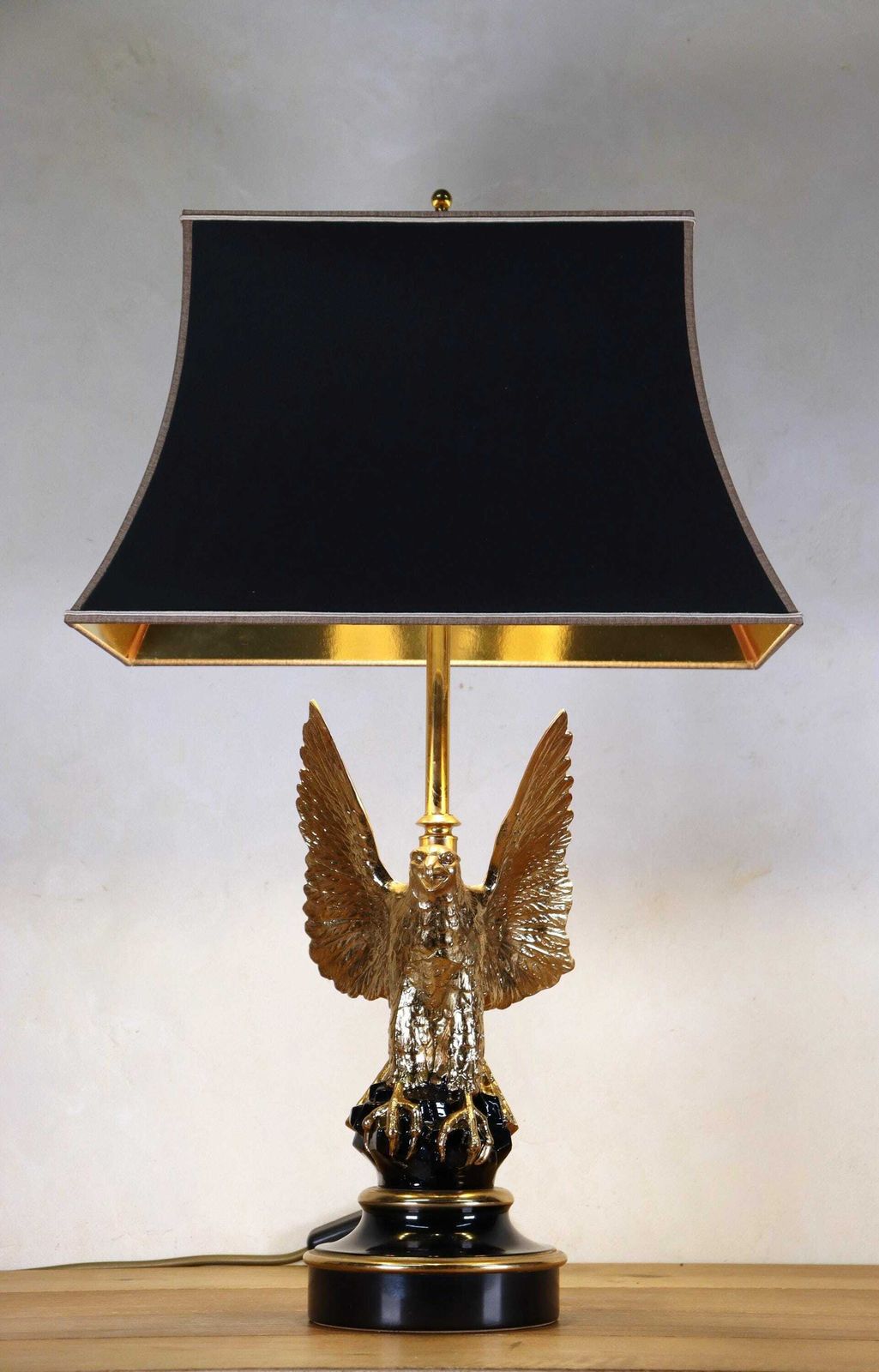 Hollywood Regency Federal Empire Style Brass Gilded Eagle Lamp By Deknudt , Belgium 1970's (St.200) photo Lighting