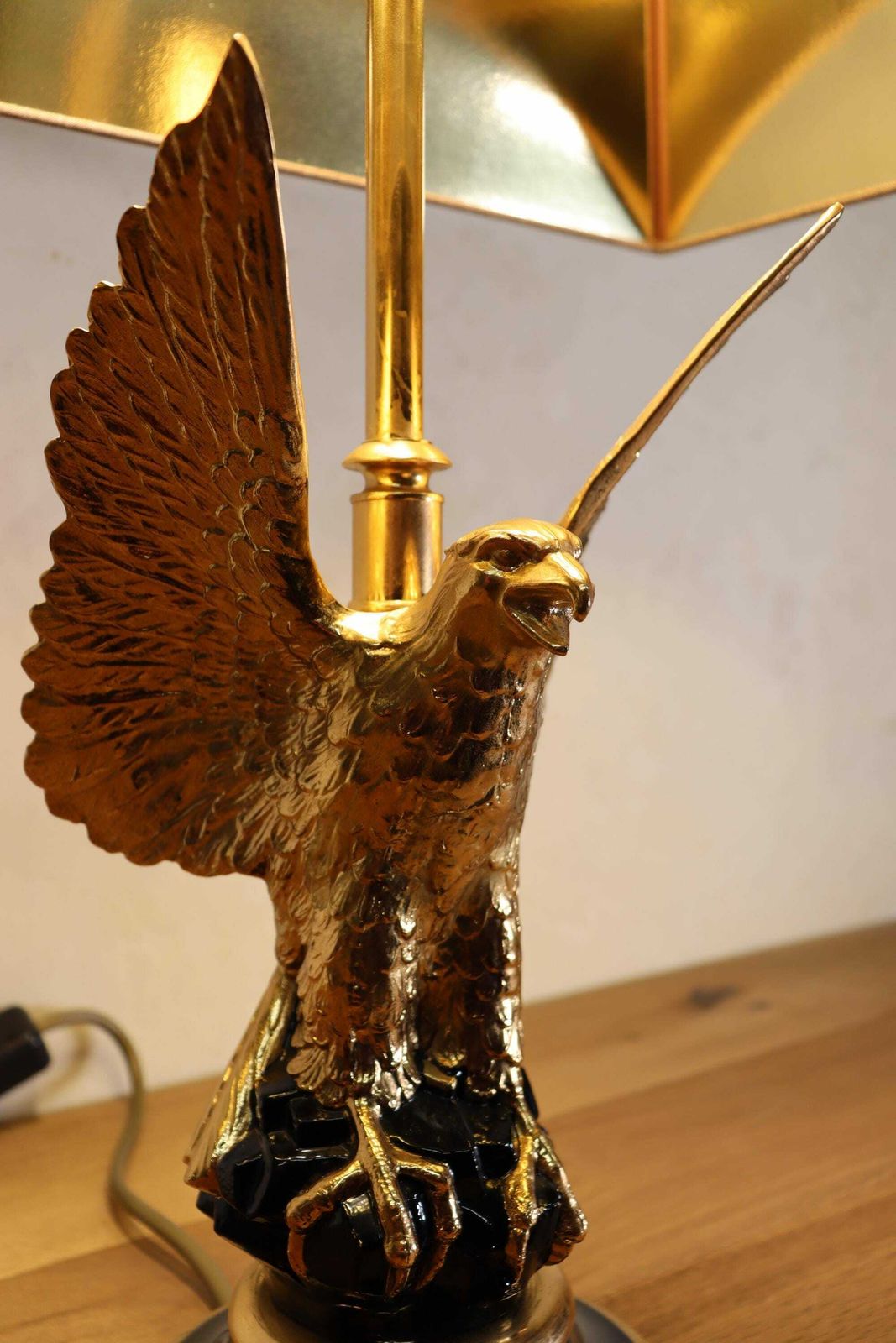 Hollywood Regency Federal Empire Style Brass Gilded Eagle Lamp By Deknudt , Belgium 1970's (St.200) photo buy