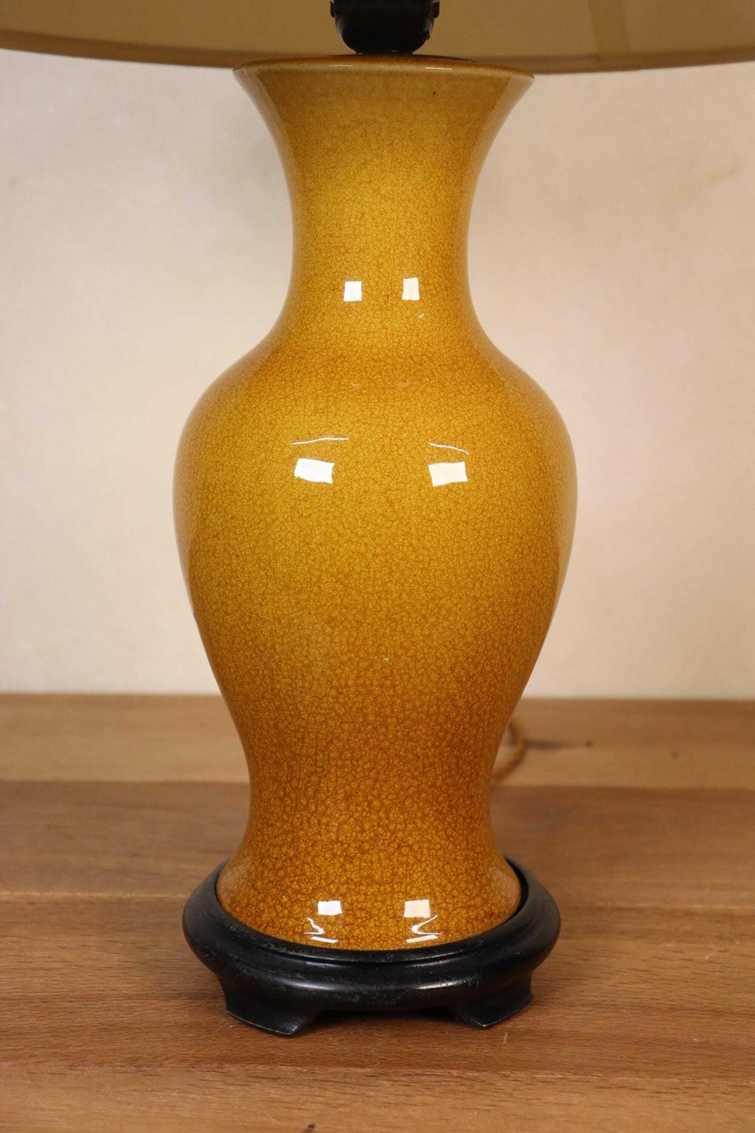photo for sale Vintage Chinese Asian Porcelain Ochre Yellow Balluster Vase Hollywood Regency (St.191)