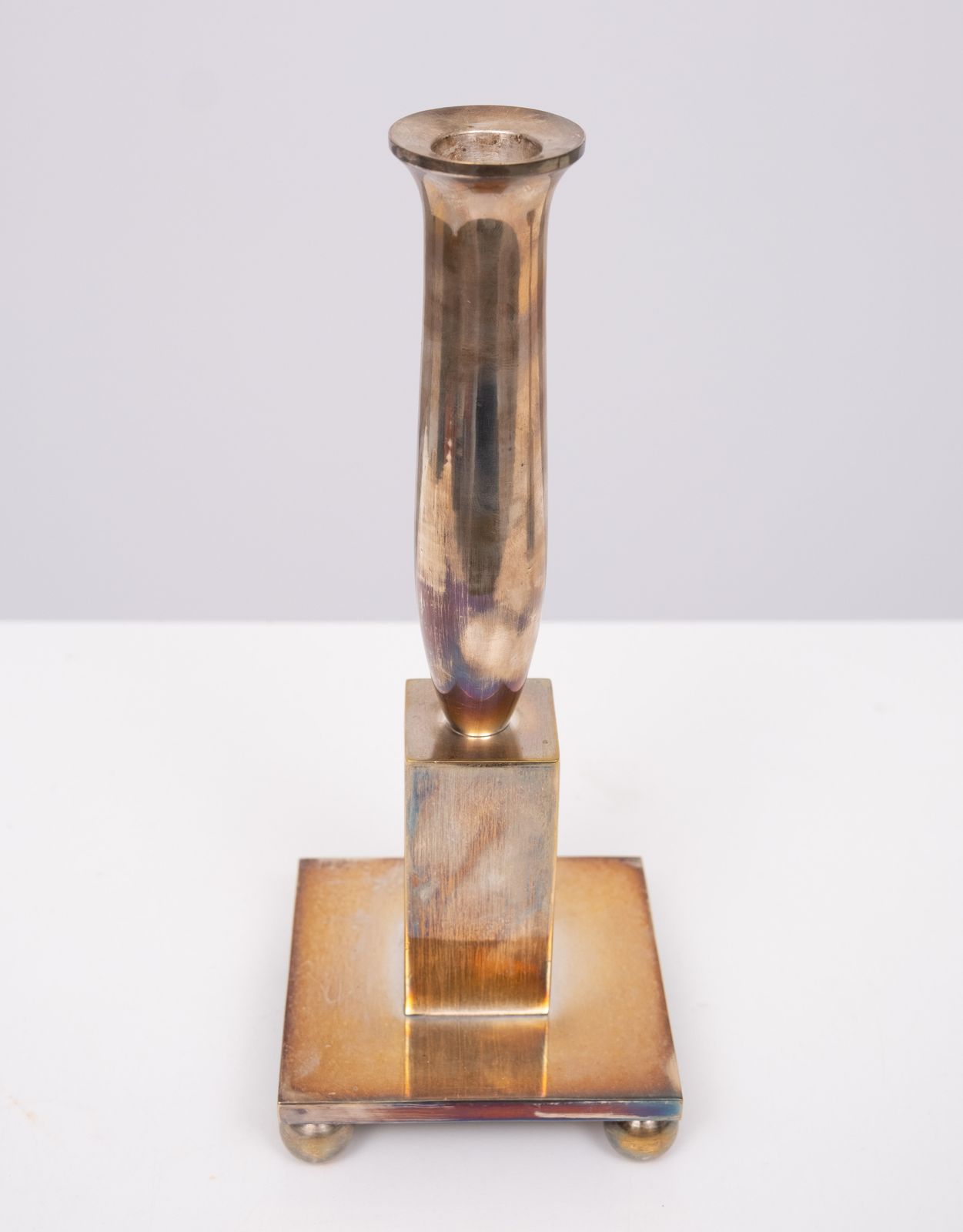 Modernistische Verzilverde Bronzen Kandelaars, Begin 20e Eeuw photo for sale