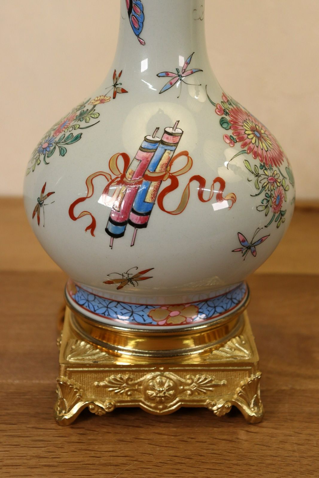 Pair Of Porcelain Chinoiserie Napoleon III Style Table Or Desk Lamps (St.184) photo buy