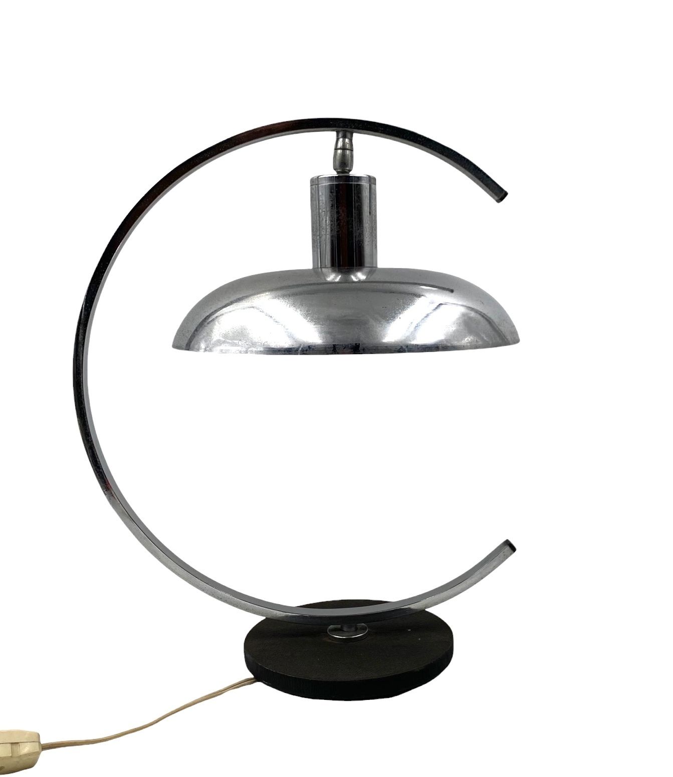 Mid Century Modern Chromed Table Lamp, In The Manner Of Mariano Fortuny Italy, 1970s photo 550.0