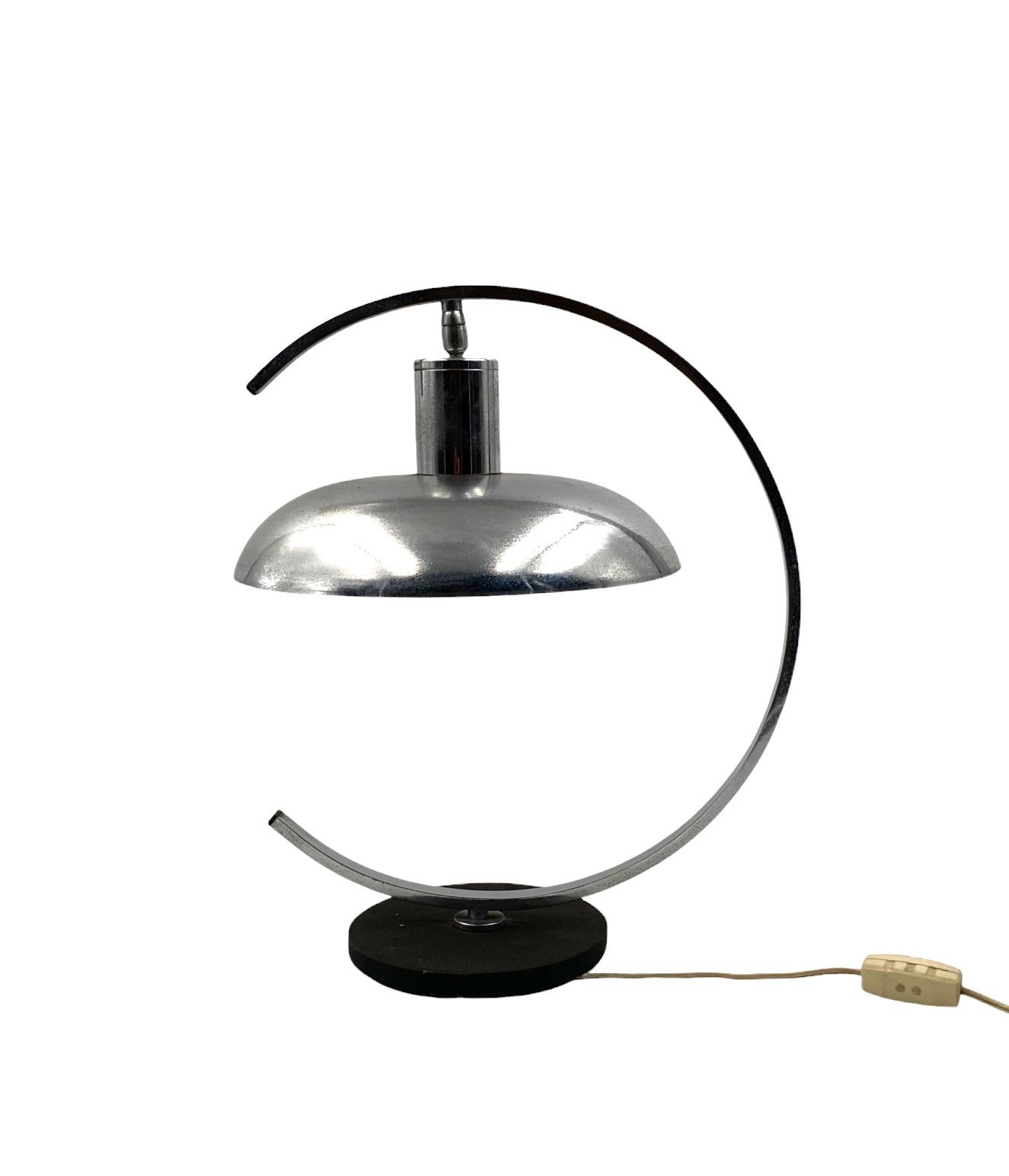 Mid Century Modern Chromed Table Lamp, In The Manner Of Mariano Fortuny Italy, 1970s photo buy