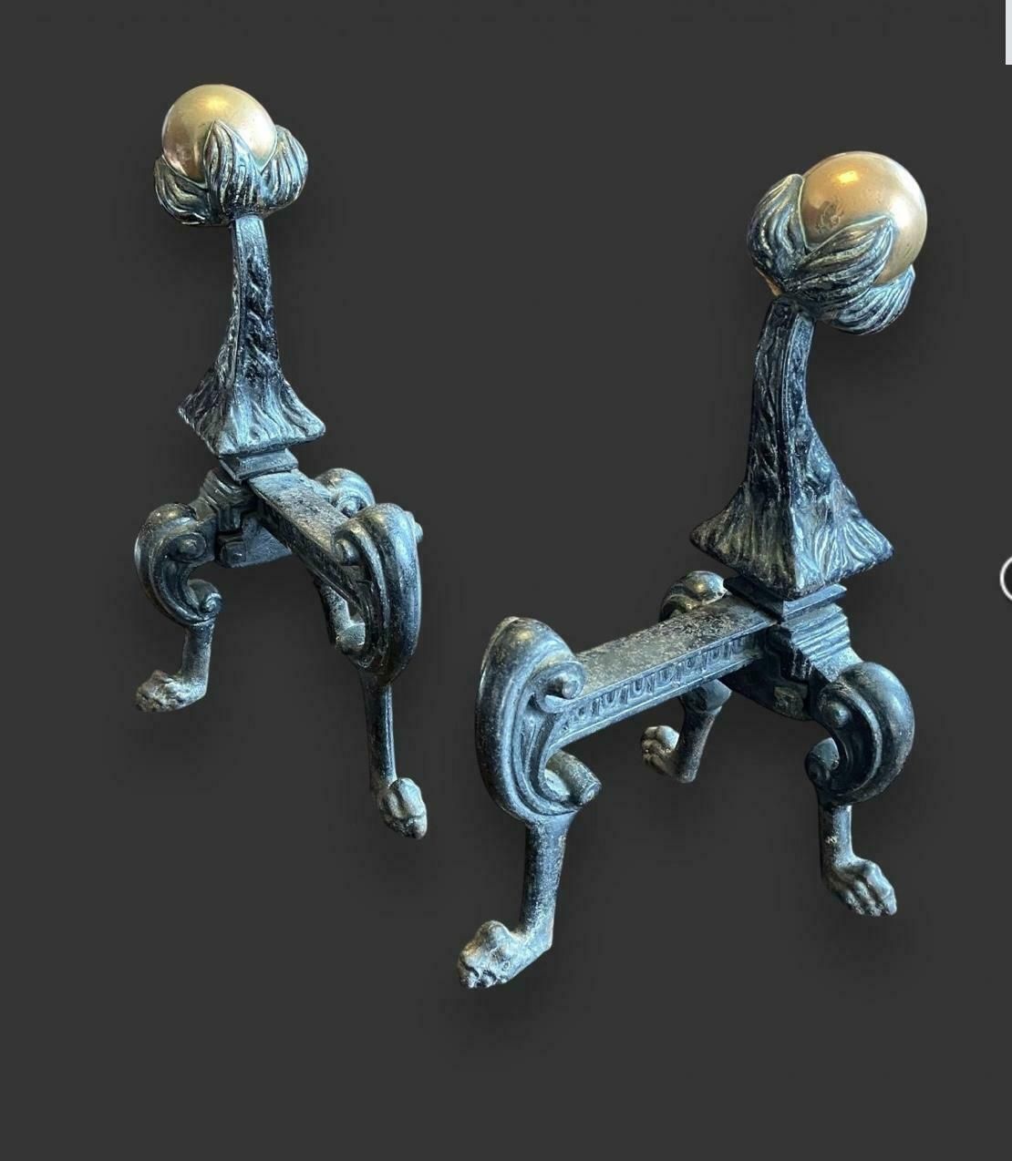 Large Victorian Andirons, 1800s