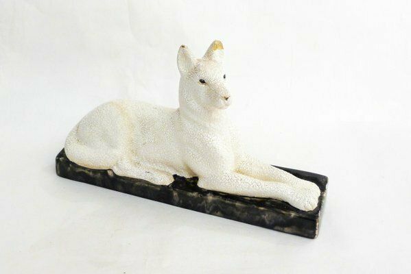 110.0 Art Deco Dog Sculpture In Earthenware With Frosted Enamel By Odyv France, 1930s photo