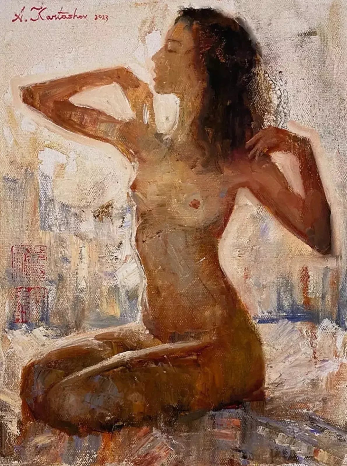 Giclée Print On Canvas, Morning Stretching, 2023, By Kartashov Andrey, Russia, 21st Century. 1 Of 50 Limited Prints.