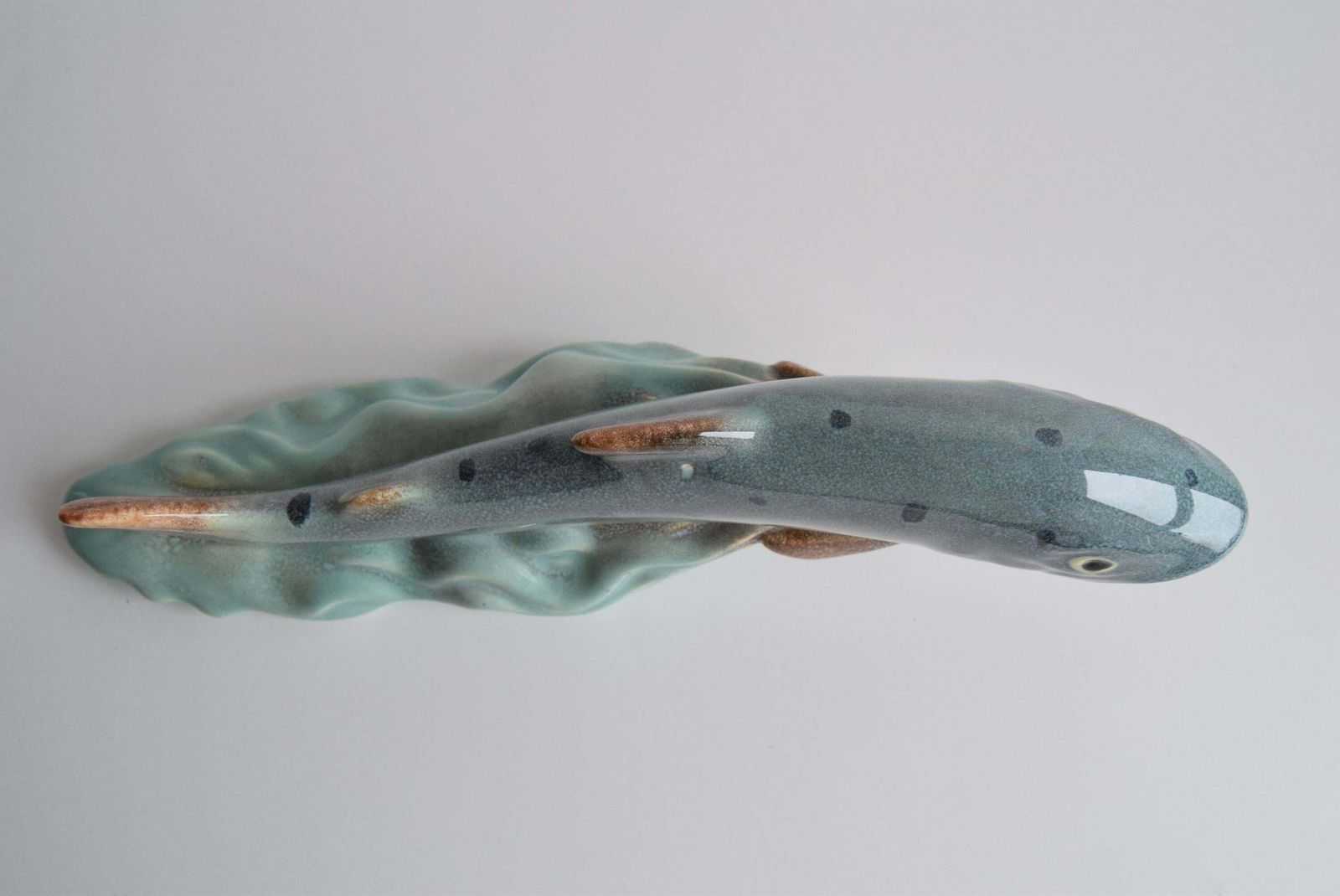 Art Art Deco Sculpture Trout By Ditmar Urbach Znojmo Factory, Czechoslovakia, 1940s. photo