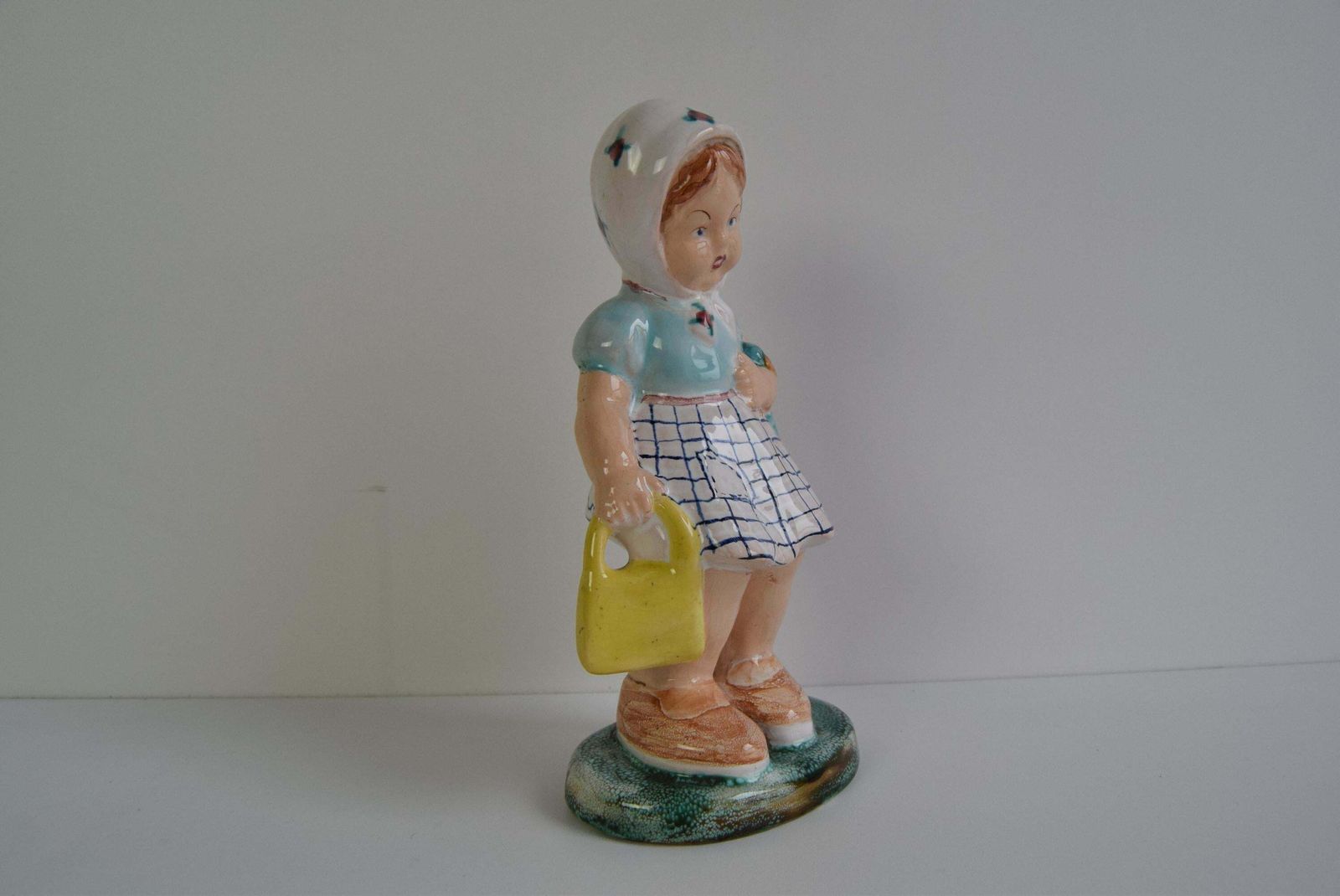 Art Deco Ceramic Figurine Of A Girl With A Handbag, Circa 1940 photo vintage