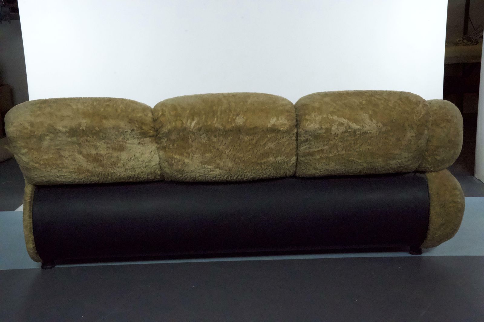 Space Age Three Seater Sofa By Adriano Piazzesi In Teddy Bear & Leatherette, 1970s Italy photo furniture