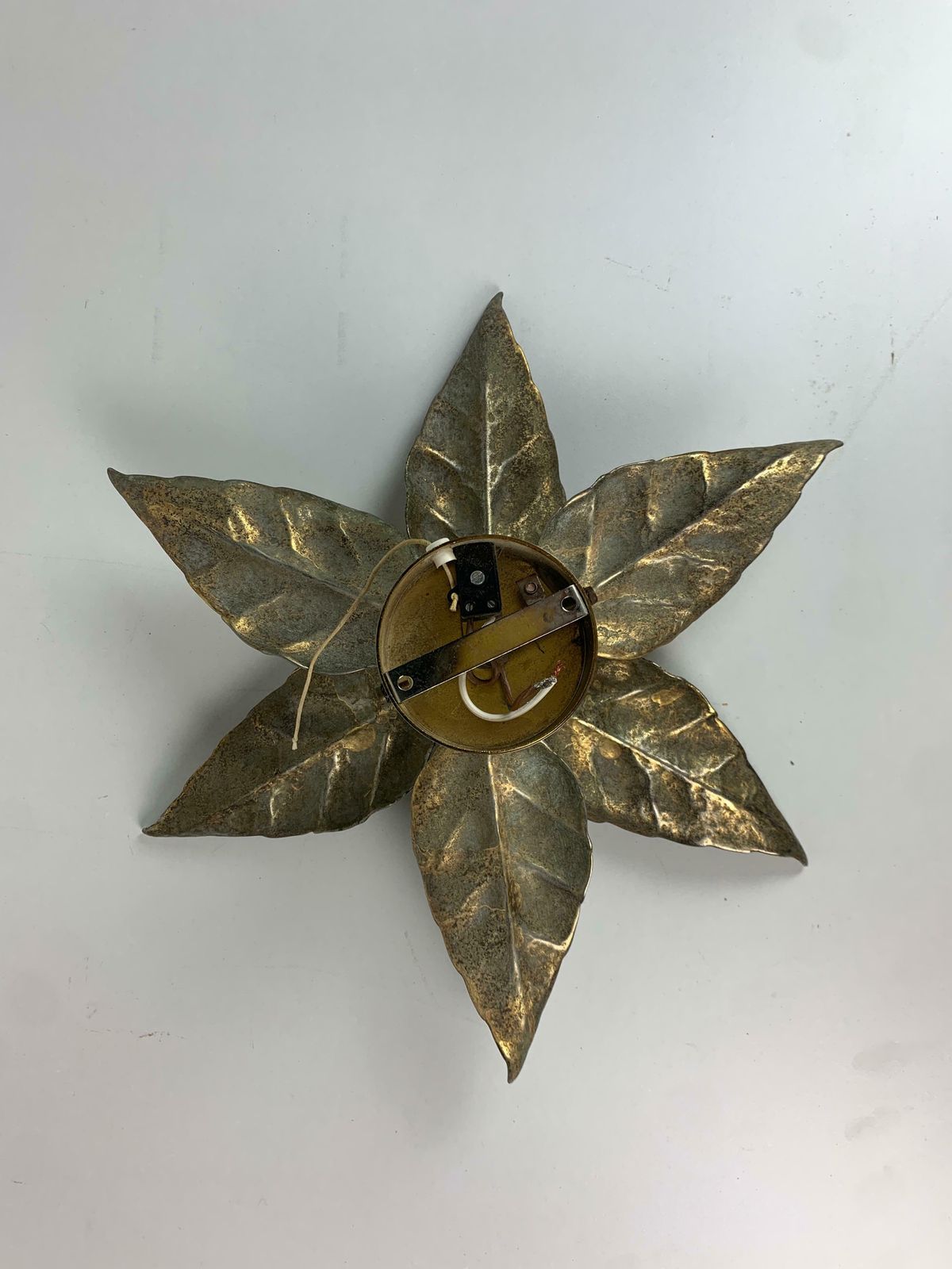 Florentine Brass Floral Wall Sconce By Willy Daro For Massive Lighting, Belgium photo vinterior