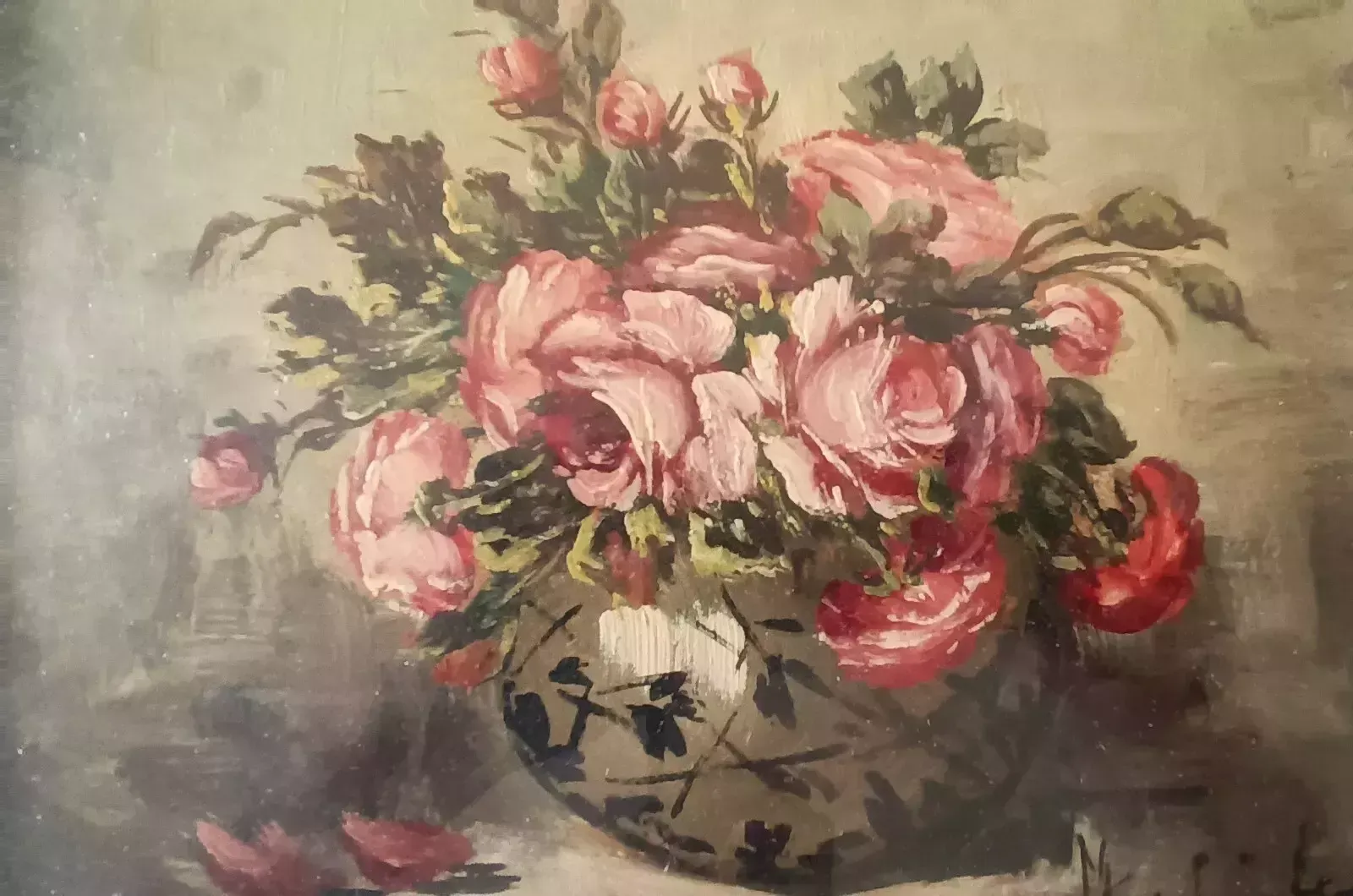 Oil Painting On Board Flowers Mauro Salimbeni (Milan 1874 1942 Turin) photo for sale