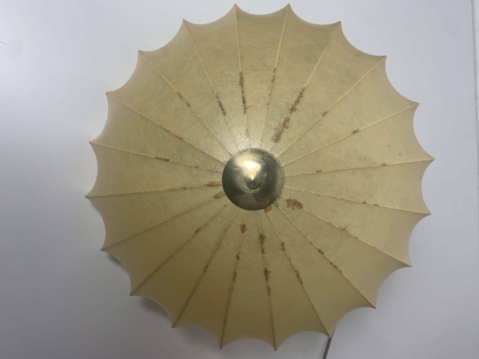 photo furniture Mid Century Ufo Cocoon Hanging Lamp With Brass In The Style Of Achille Castiglioni, 1960s
