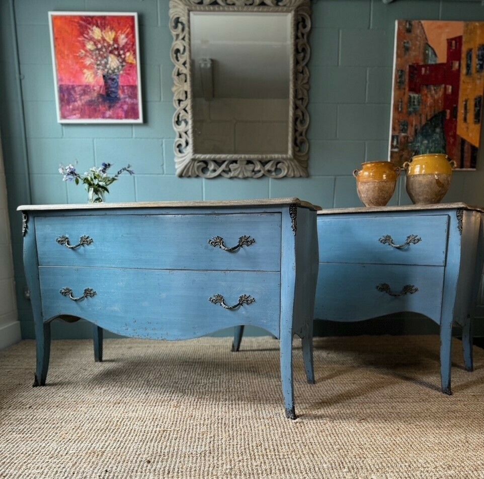 A Pair Of Swedish Blue Louis XV Style Chests Of Drawers